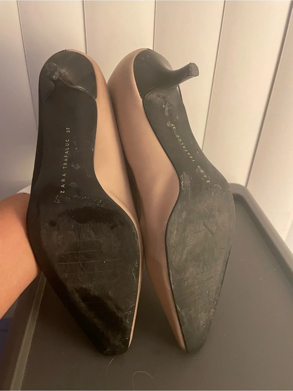 Zara Black and Nude Pointed Sock Ankle Booties